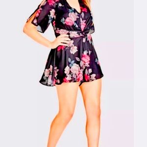 NWOT black floral city chic romper